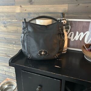 Coach Black Hobo Bag with Silver Accents
